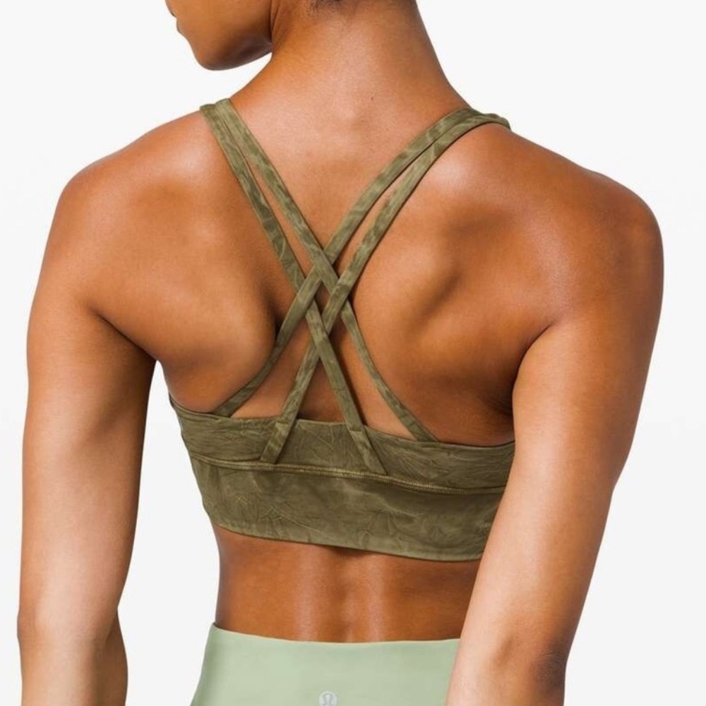 Lululemon Long Line Energy Bra In Ice Wash Moss Green Size 4